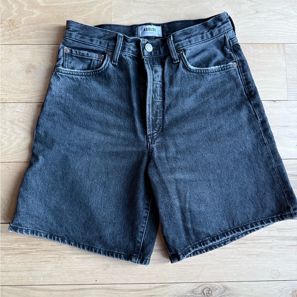 Agolde Black Denim Dame Jean Shorts